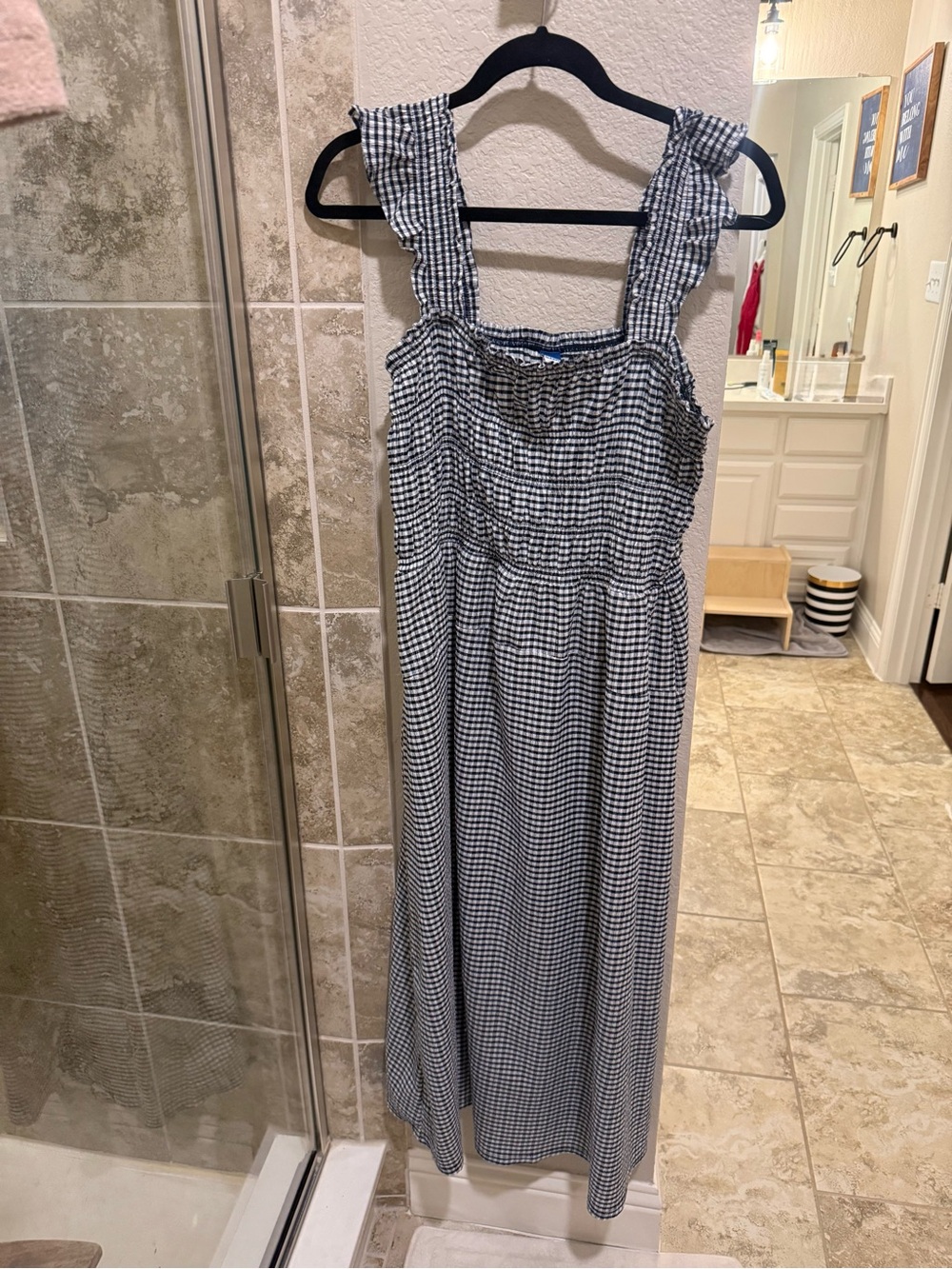 Fit & Flare Lightweight Smocked Gingham Midi Dress